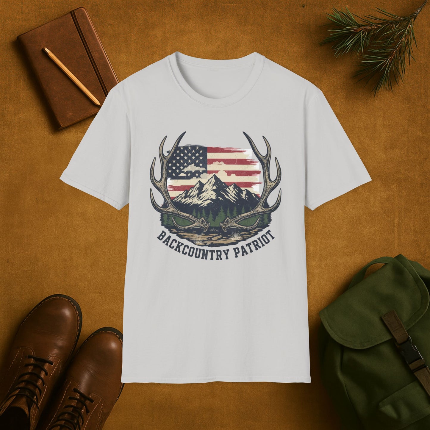 Back Country Patriot-Vintage Elk Antler American T-Shirt
