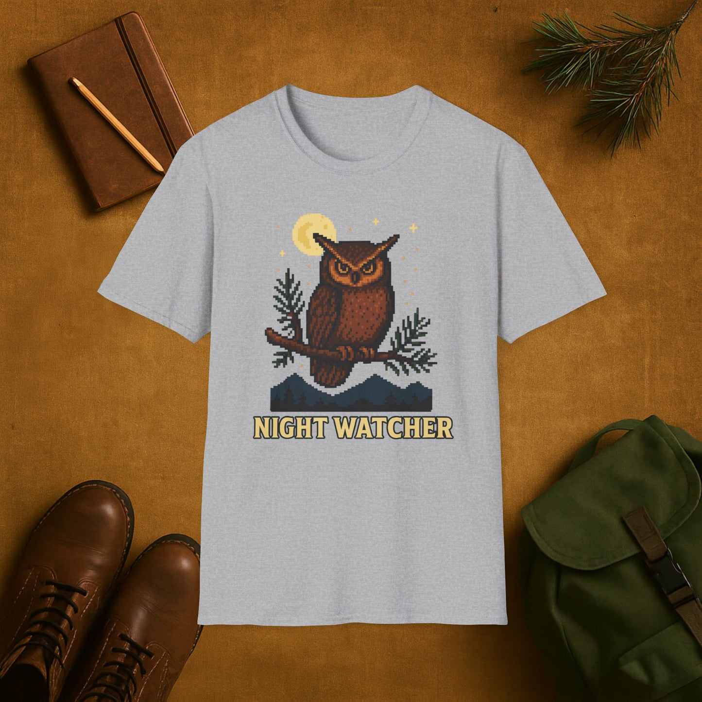 Owl 8 Bit Night Wachter T-shirt