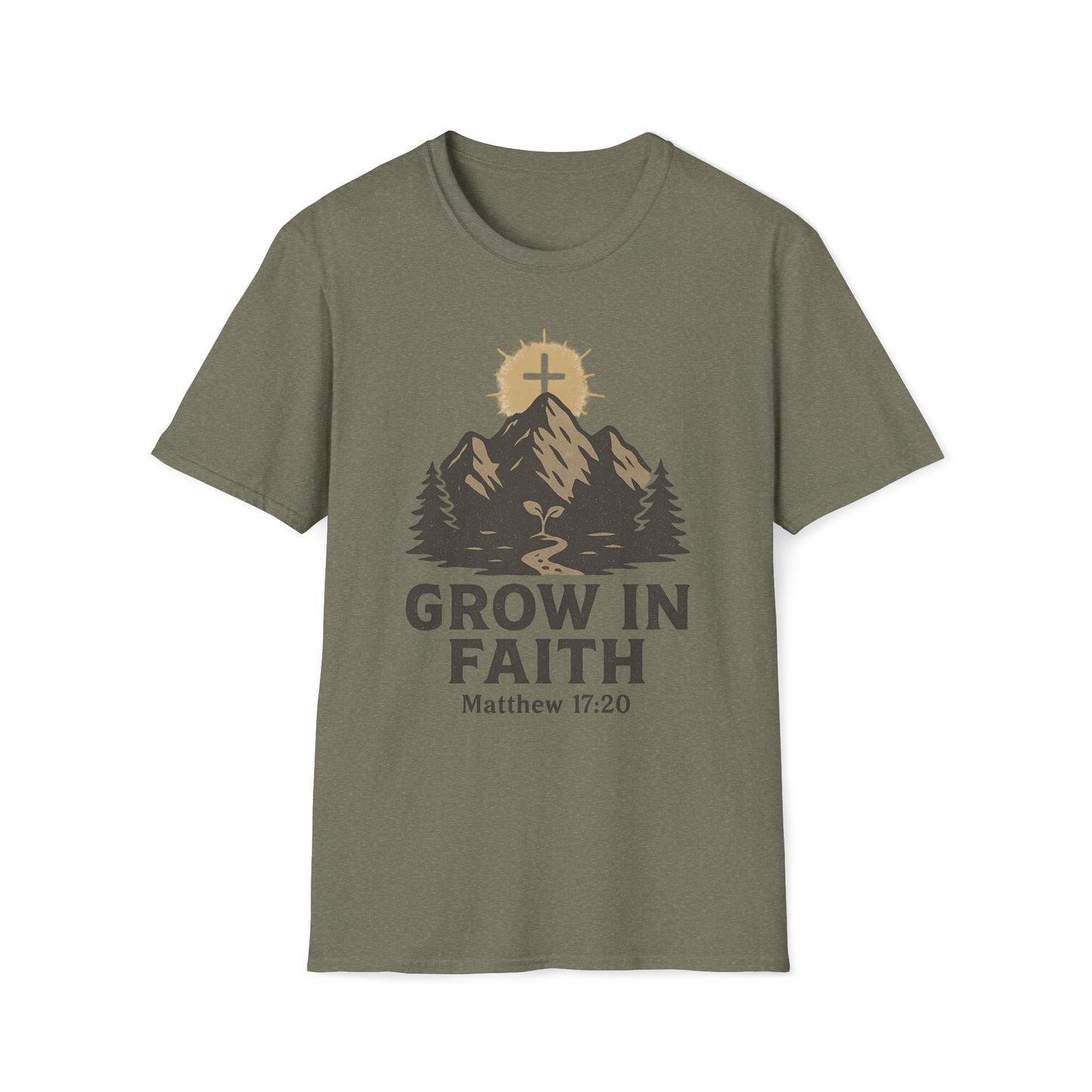 Grow in Faith- Matthew 17:20 Cross on the Mountain T-Shirt