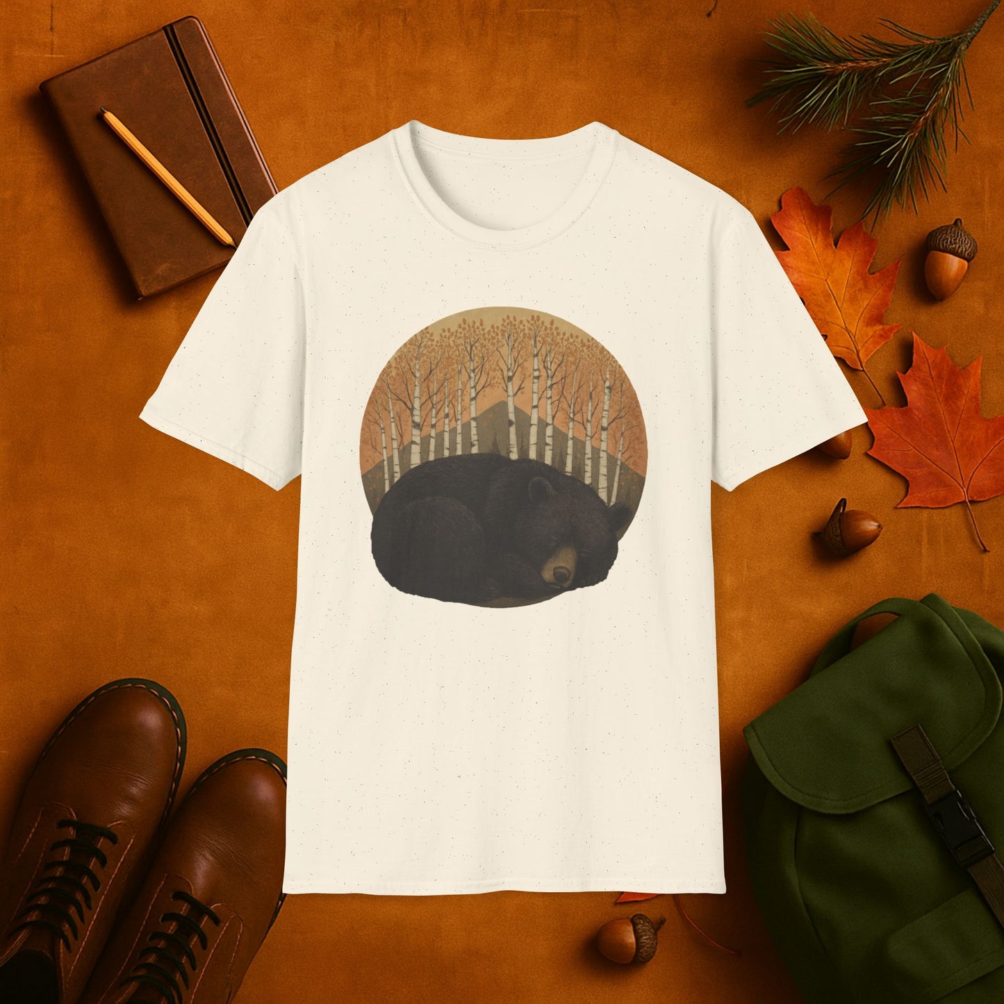 Sleepy Black Bear Fall Aspens T-Shirt