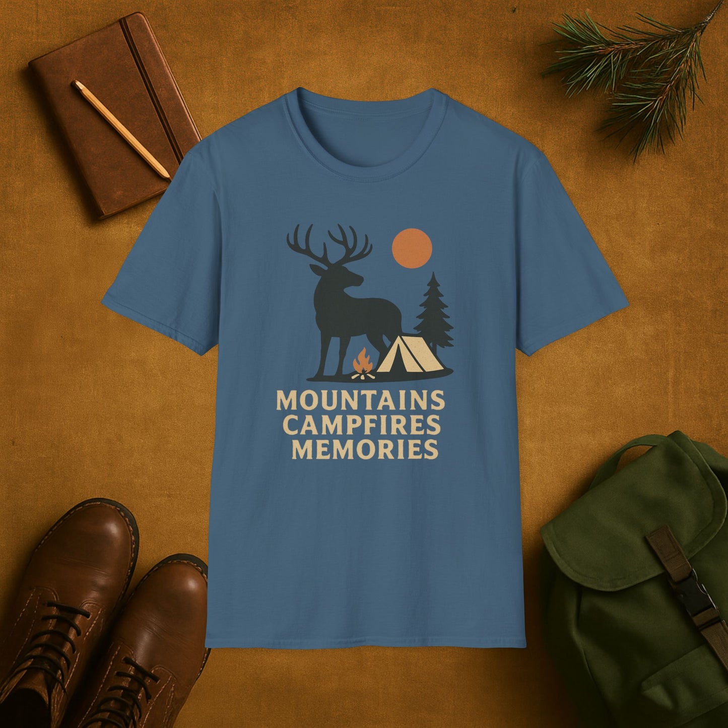 Mountains Campfires Memories Elk T-Shirt