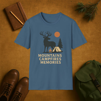 Mountains Campfires Memories Elk T-Shirt