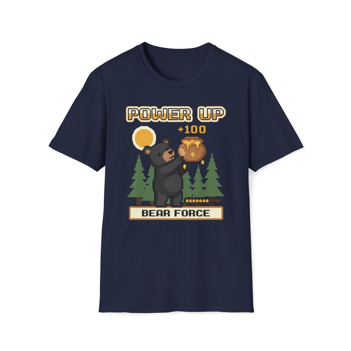 8-Bit-Power Up Black Bear Force T-Shirt