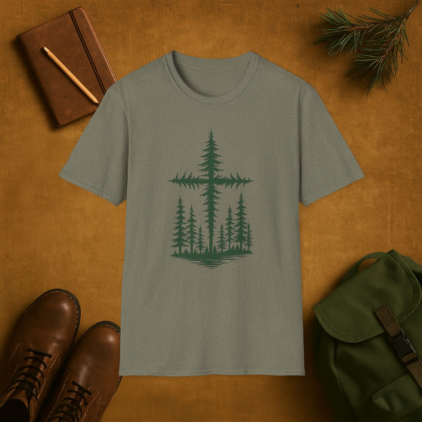 Forest Cross T-Shirt | Christian Outdoors Nature Faith Tee