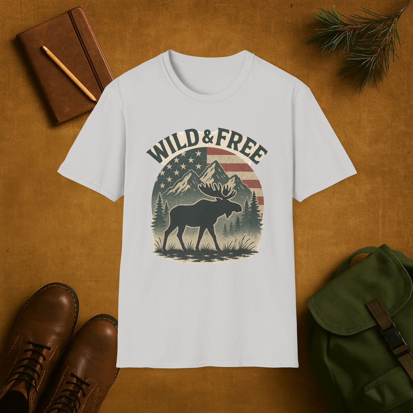 Wild and Free Mountain American Moose T-Shirt