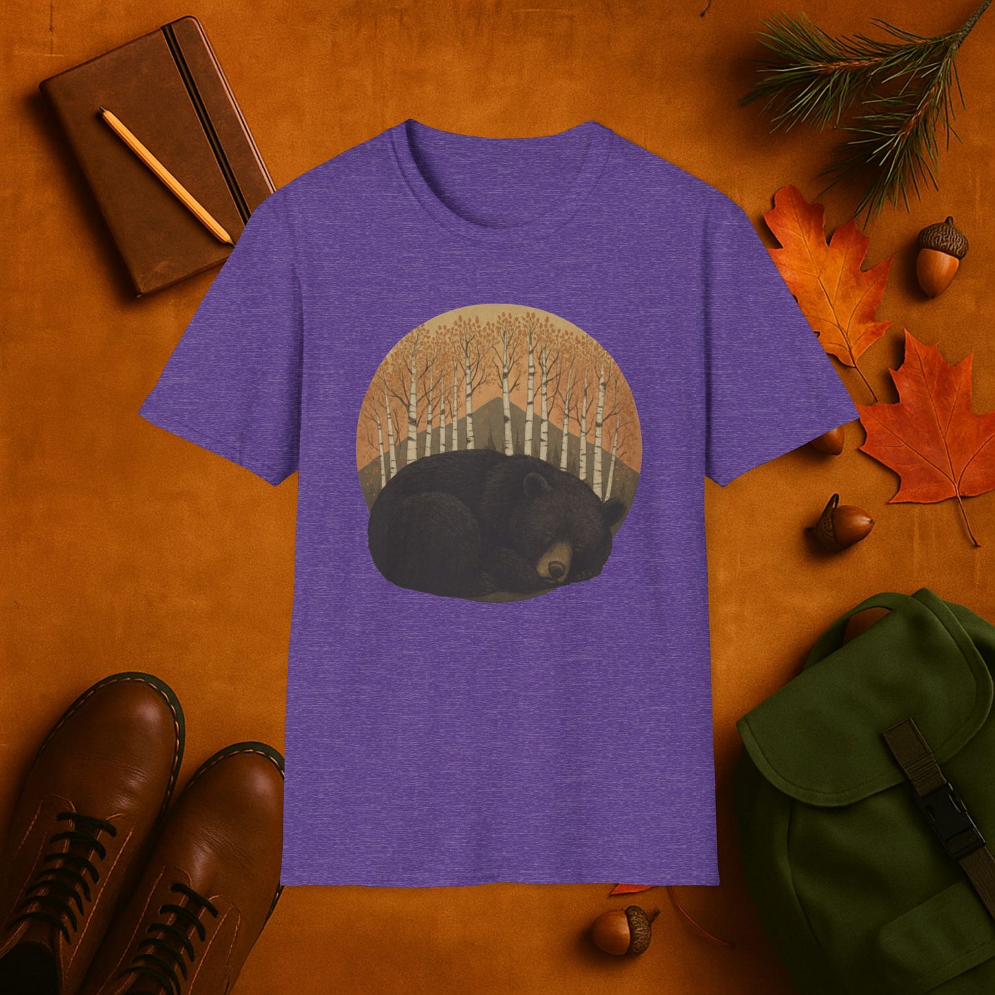 Sleepy Black Bear Fall Aspens T-Shirt
