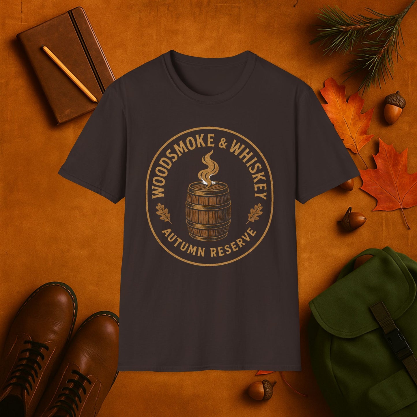 Woodsmoke & Whiskey Autumn Reserve Label T-Shirt