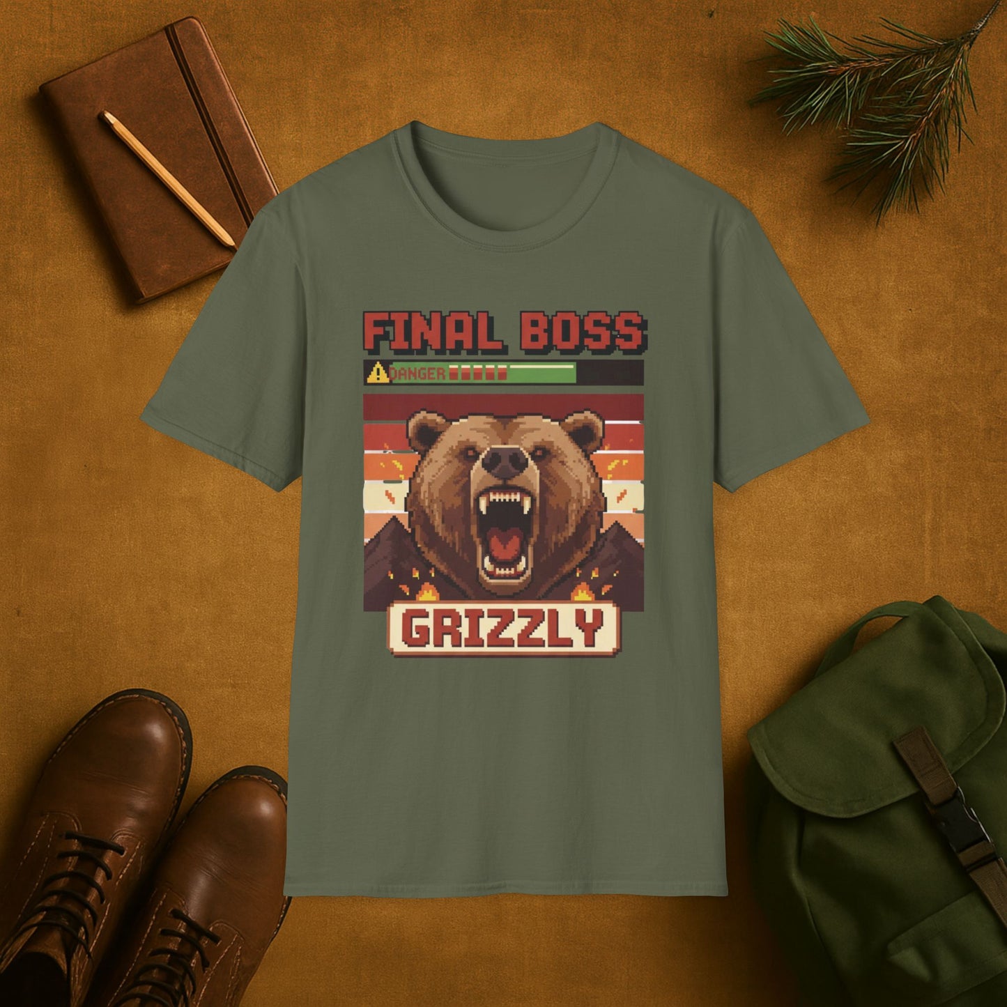 8-Bit Final Boss Grizzly T-Shirt