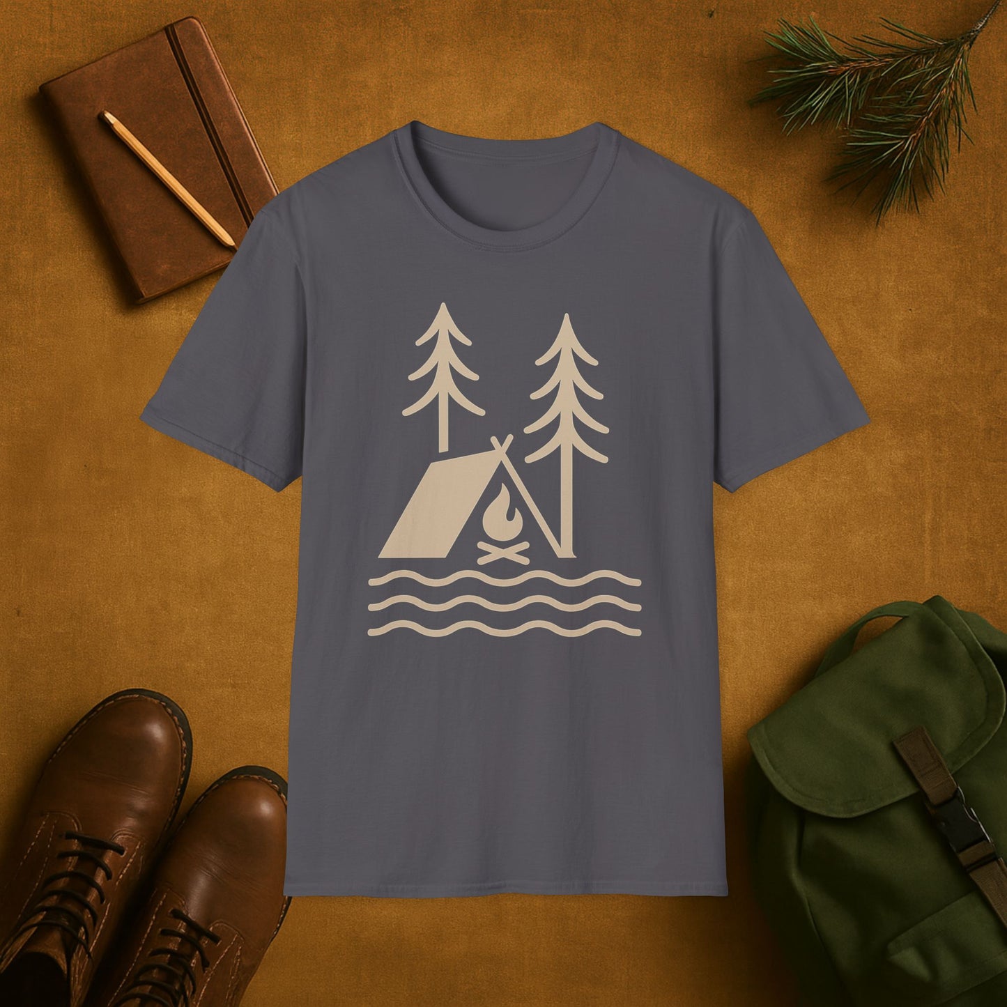 Wildlines Tent Campfire Camping T-Shirt