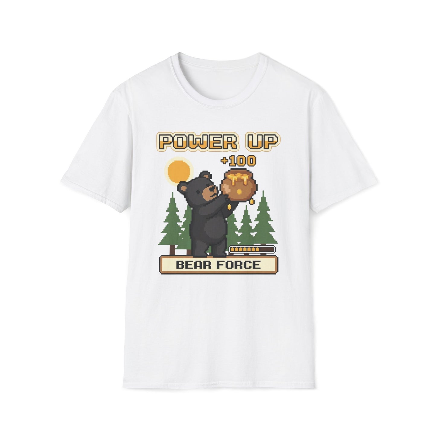 8-Bit-Power Up Black Bear Force T-Shirt