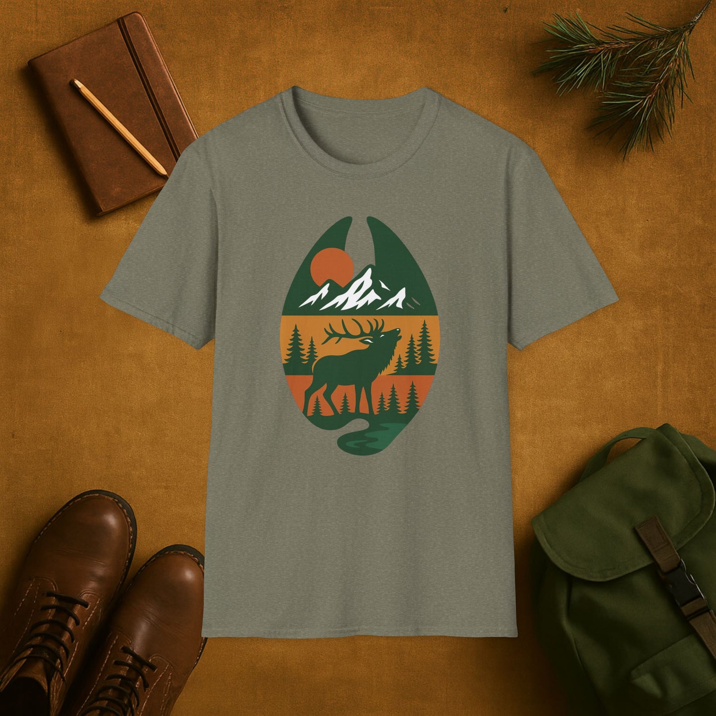 Elk Scene Hoof Print T-Shirt