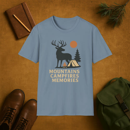 Mountains Campfires Memories Elk T-Shirt
