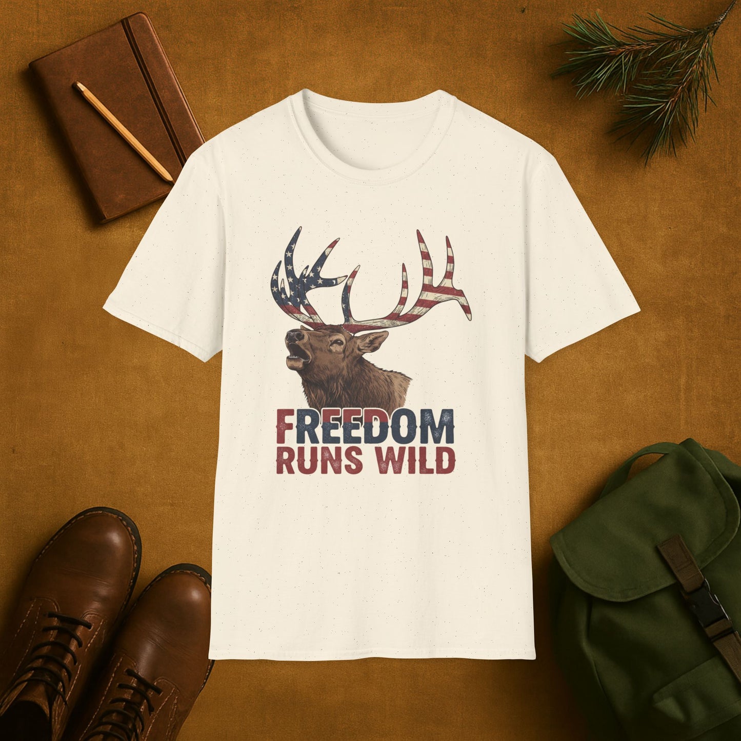 Patriotic Elk Freedom Runs Wild T-Shirt
