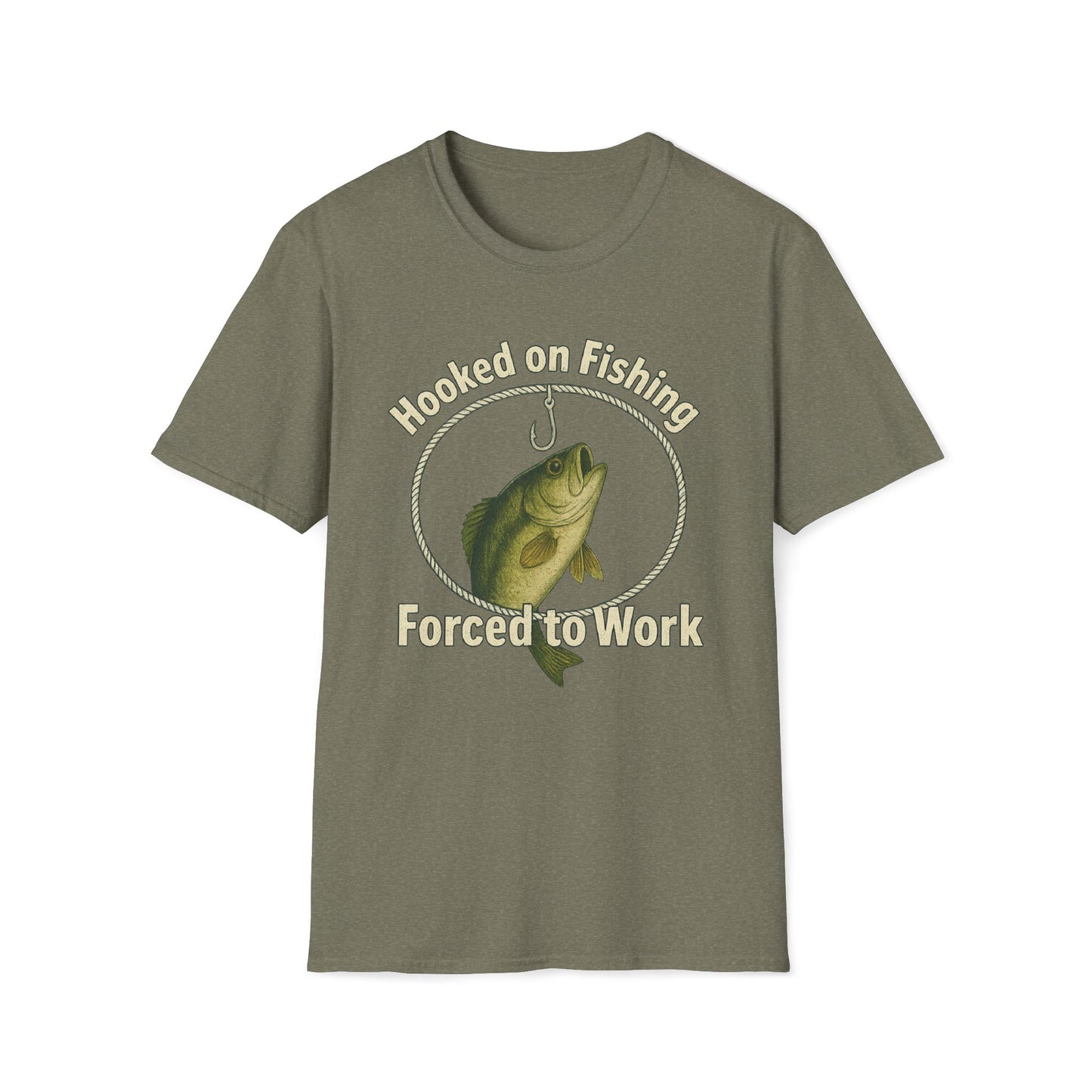 Hooked On Fishing Forced To Work Fishing T-Shirt