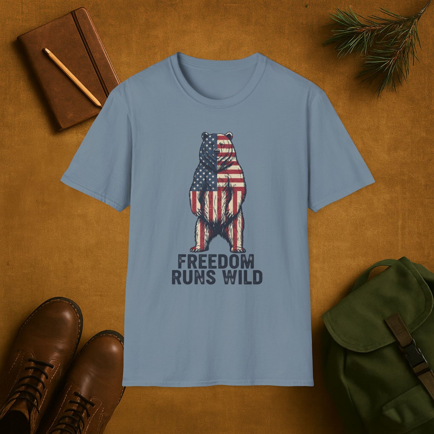 Patriotic Bear Freedom Runs Wild T-Shirt