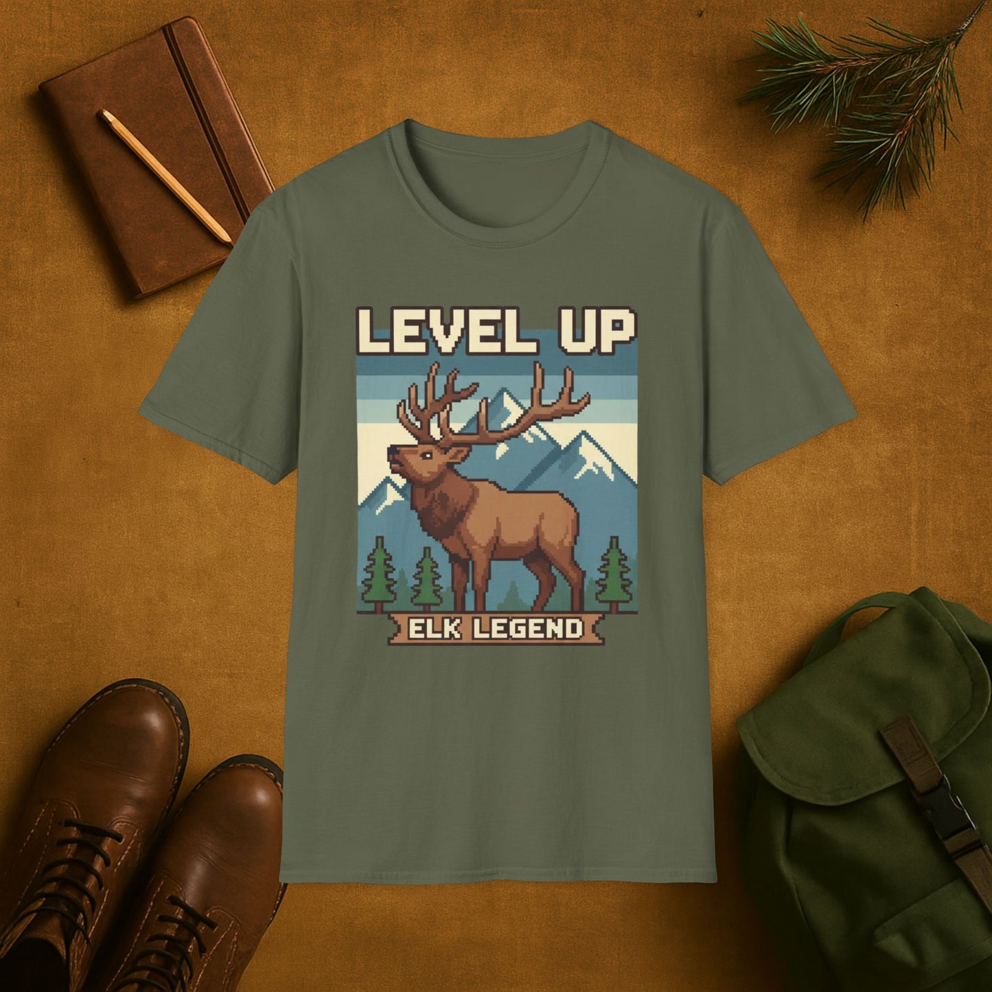 8-Bit Level Up Elk Legend T-Shirt