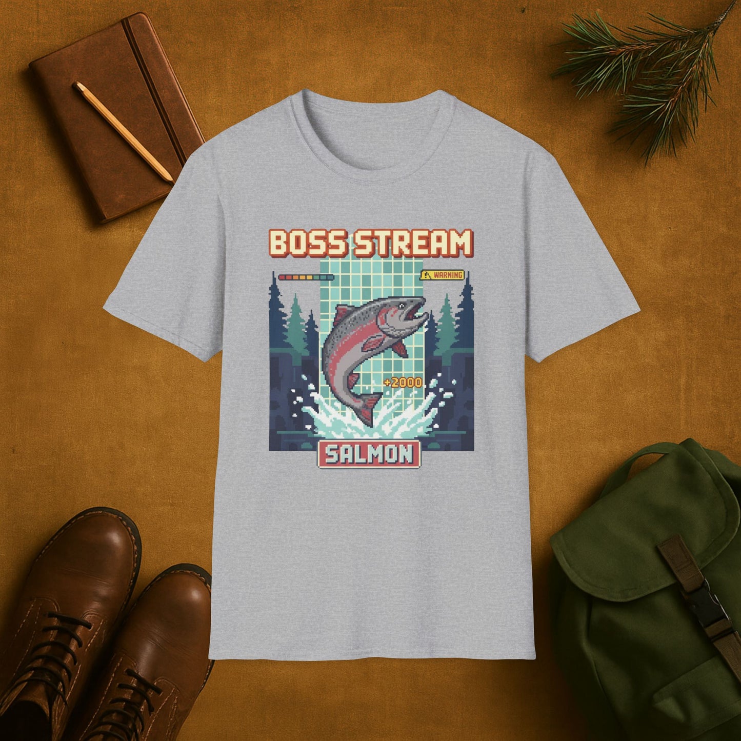 8-Bit Boss Stream Salmon T-Shirt