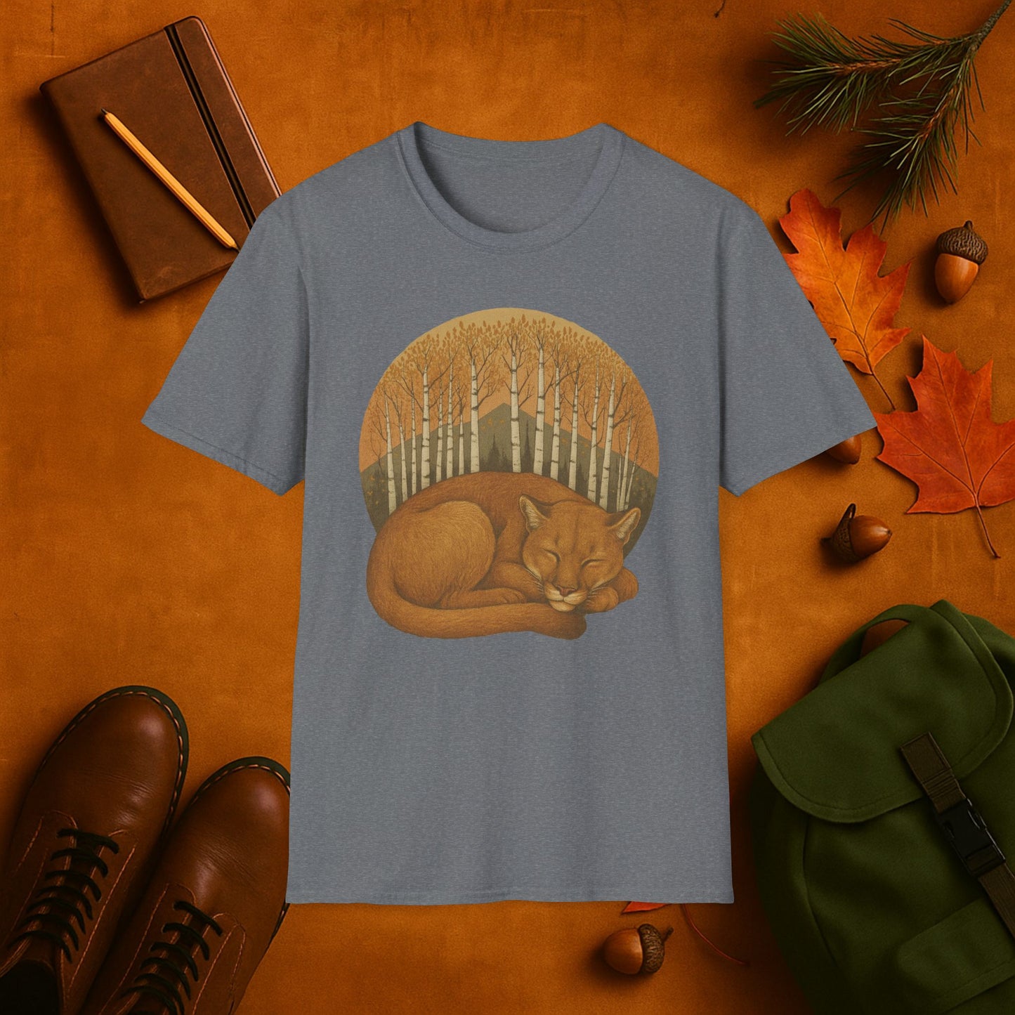 Sleepy Mountain Lion Fall Aspens T-Shirt