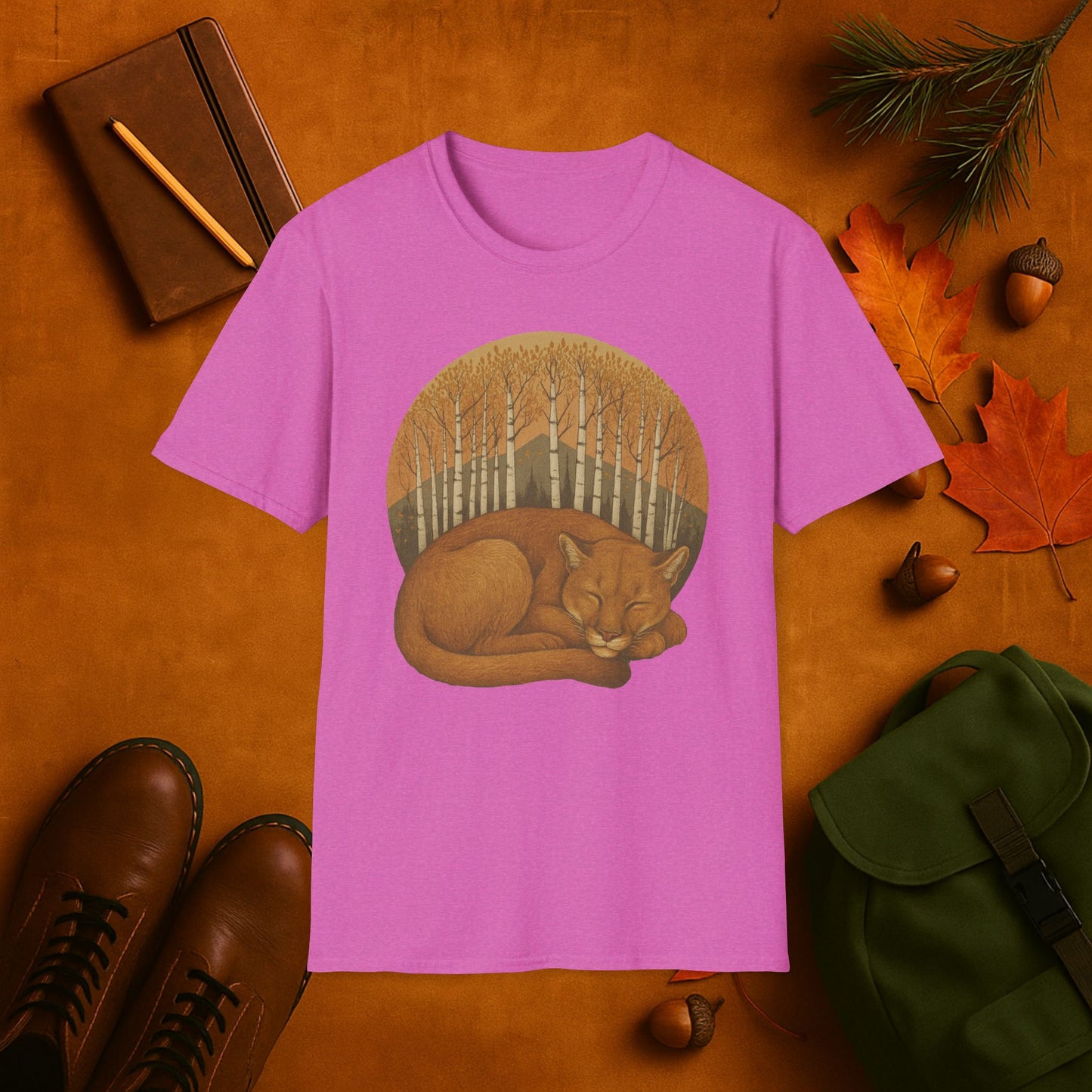 Sleepy Mountain Lion Fall Aspens T-Shirt