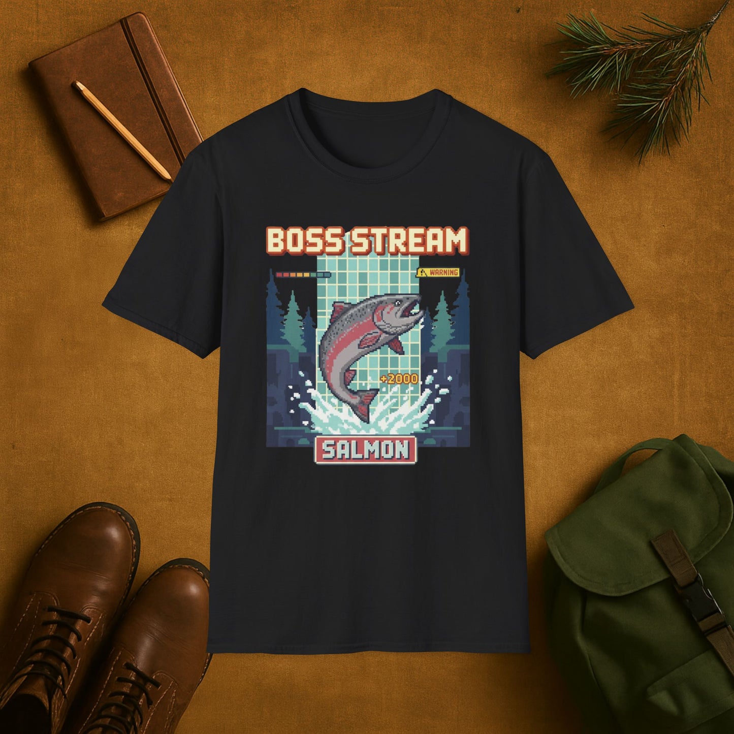 8-Bit Boss Stream Salmon T-Shirt