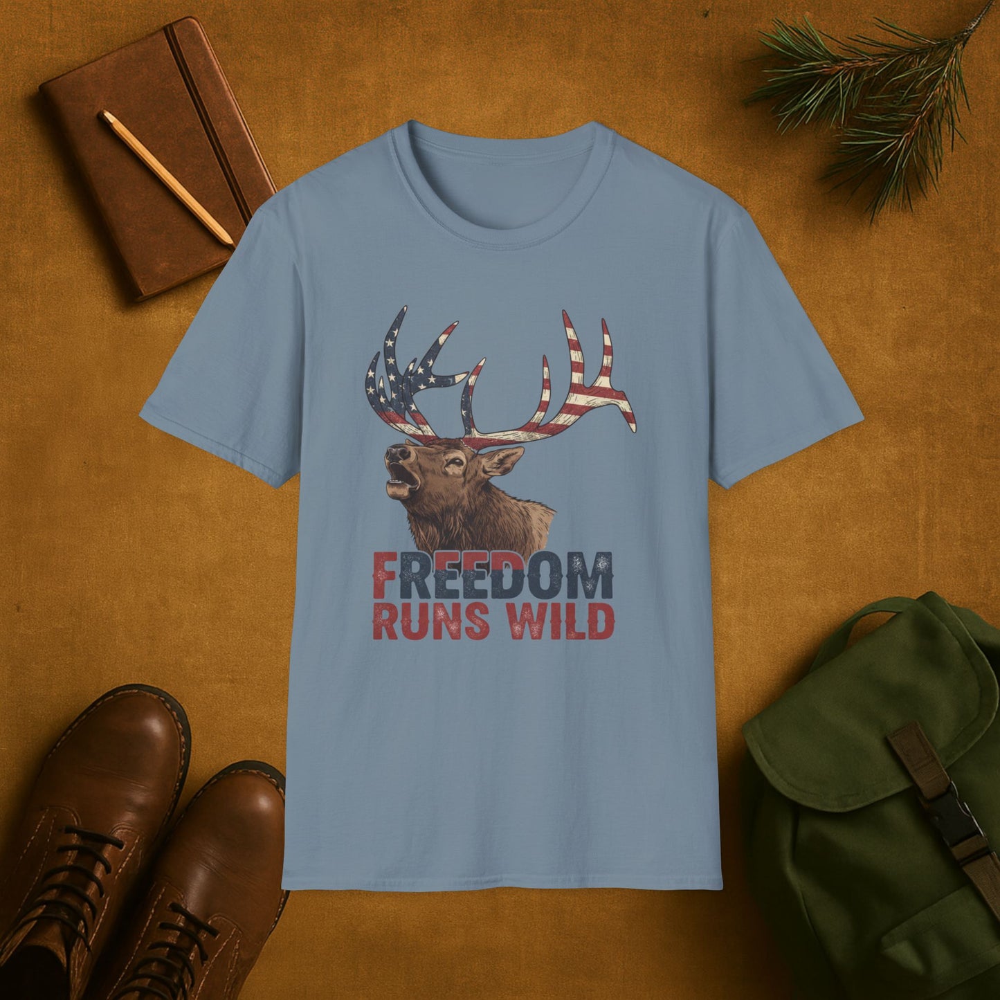 Patriotic Elk Freedom Runs Wild T-Shirt