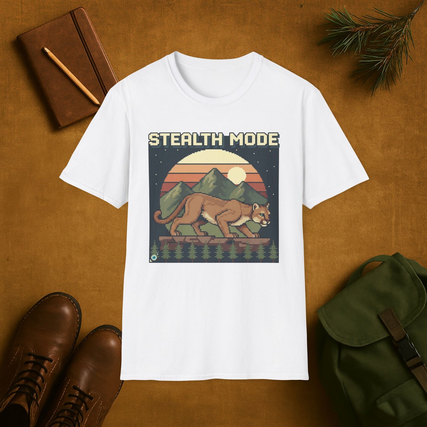 8-Bit Mountain Lion Stealth Mode T-Shirt