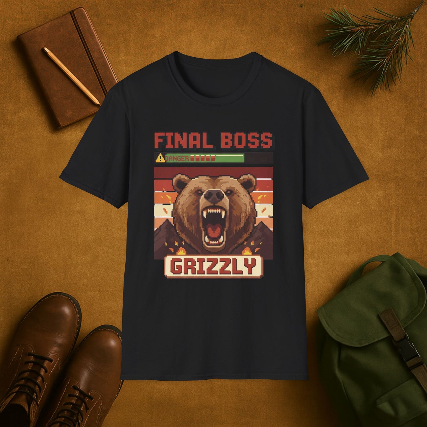 8-Bit Final Boss Grizzly T-Shirt