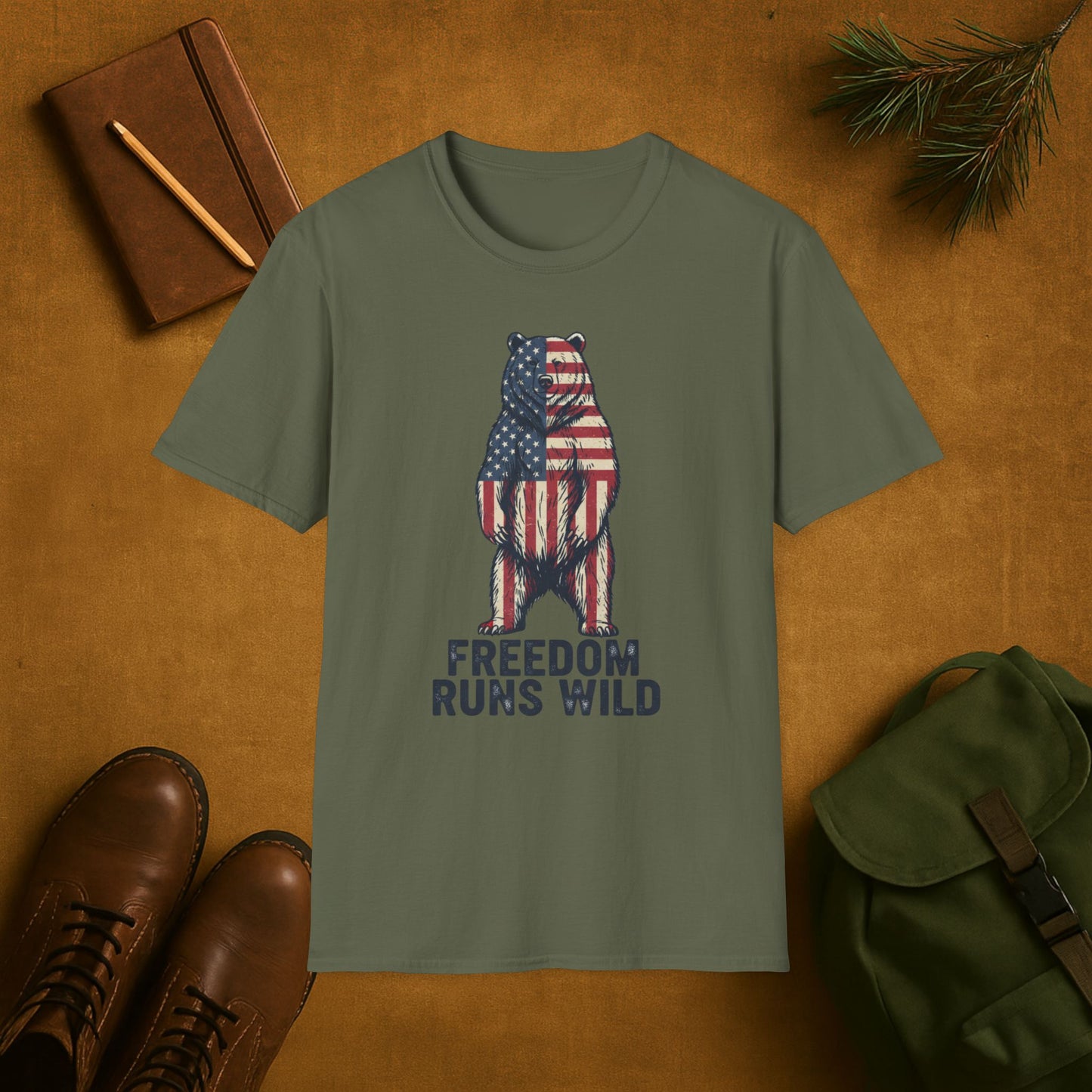 Patriotic Bear Freedom Runs Wild T-Shirt