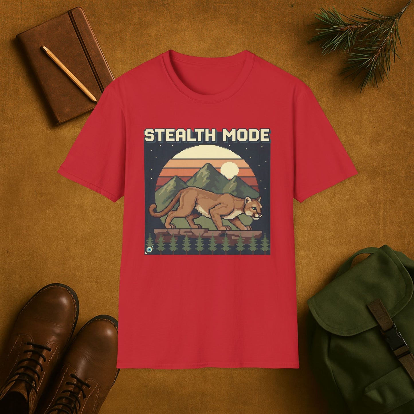 8-Bit Mountain Lion Stealth Mode T-Shirt
