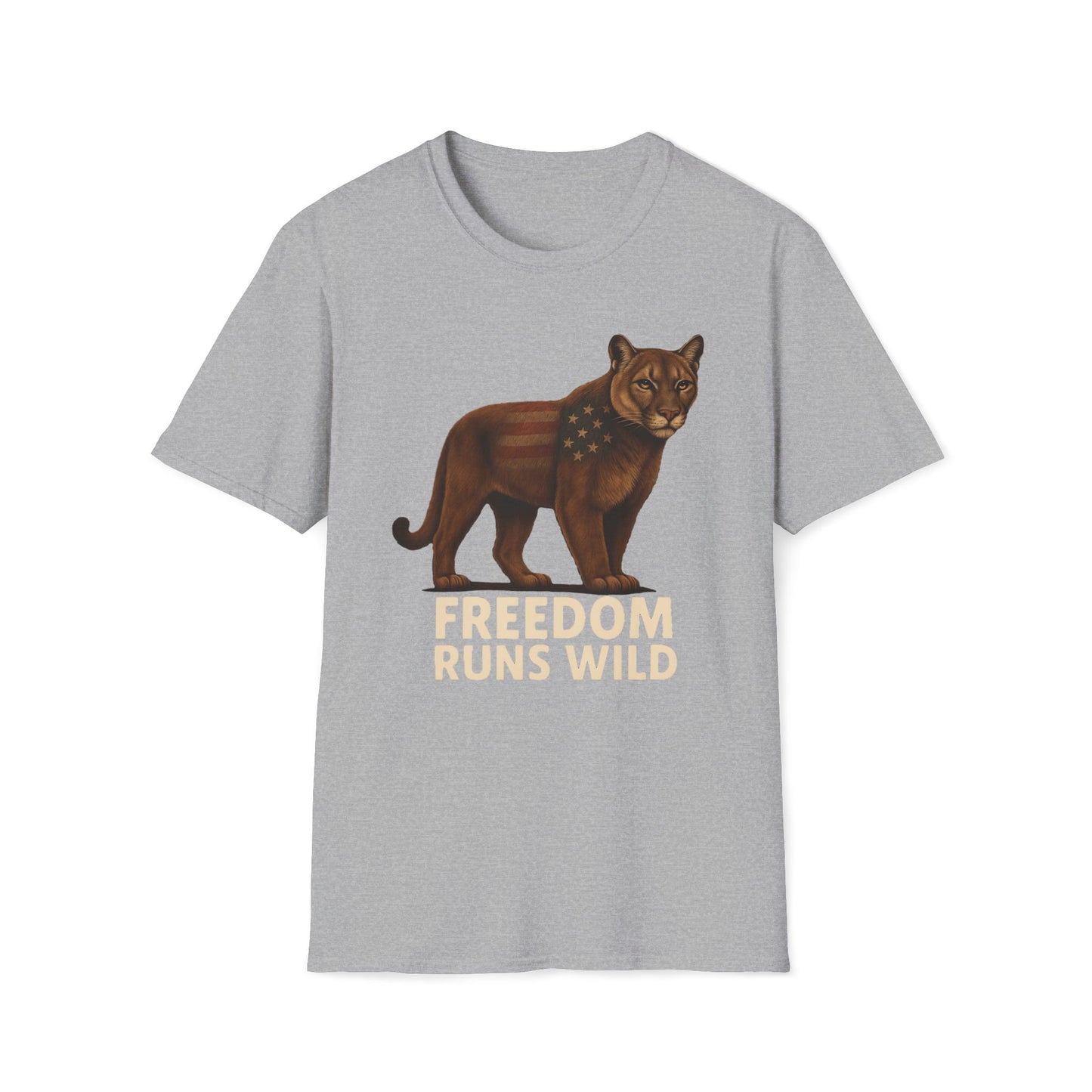 Patriotic Mountain Lion Freedom Runs Wild T-Shirt