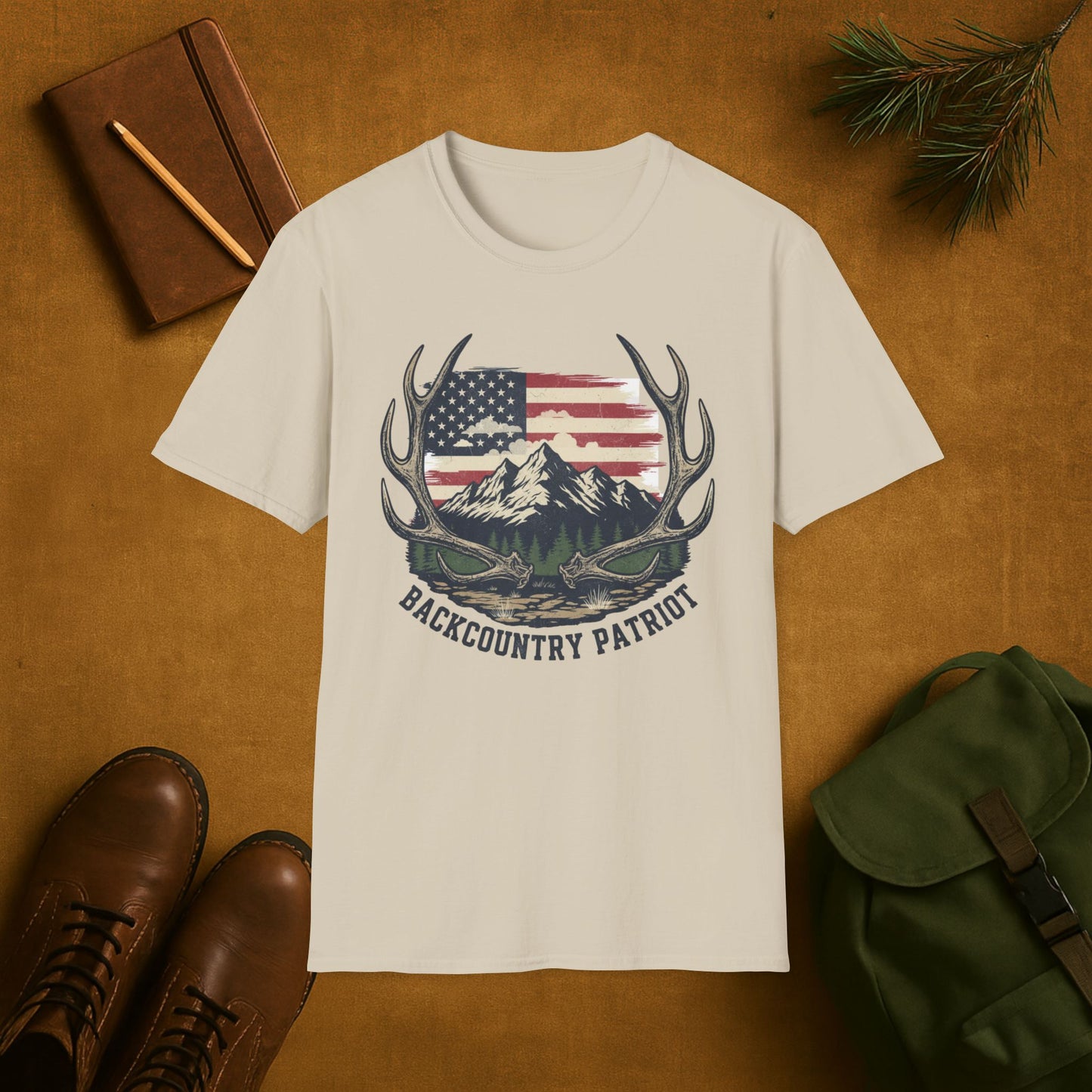 Back Country Patriot-Vintage Elk Antler American T-Shirt