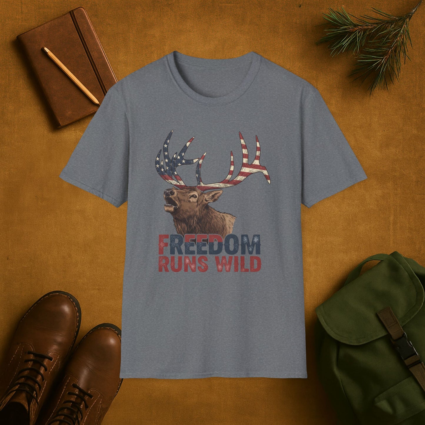 Patriotic Elk Freedom Runs Wild T-Shirt