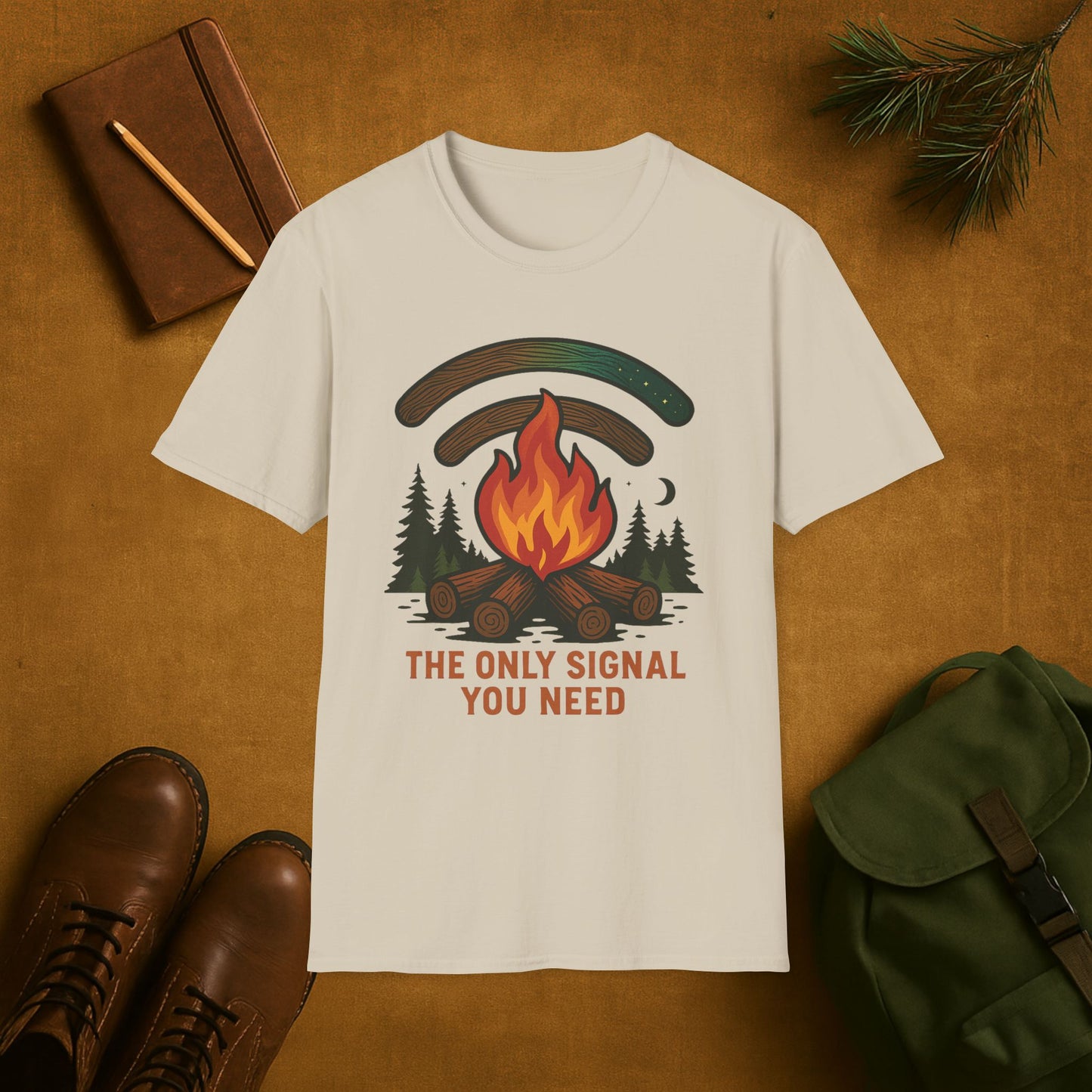 The Only Signal You Need Campfire Camping T-Shirt