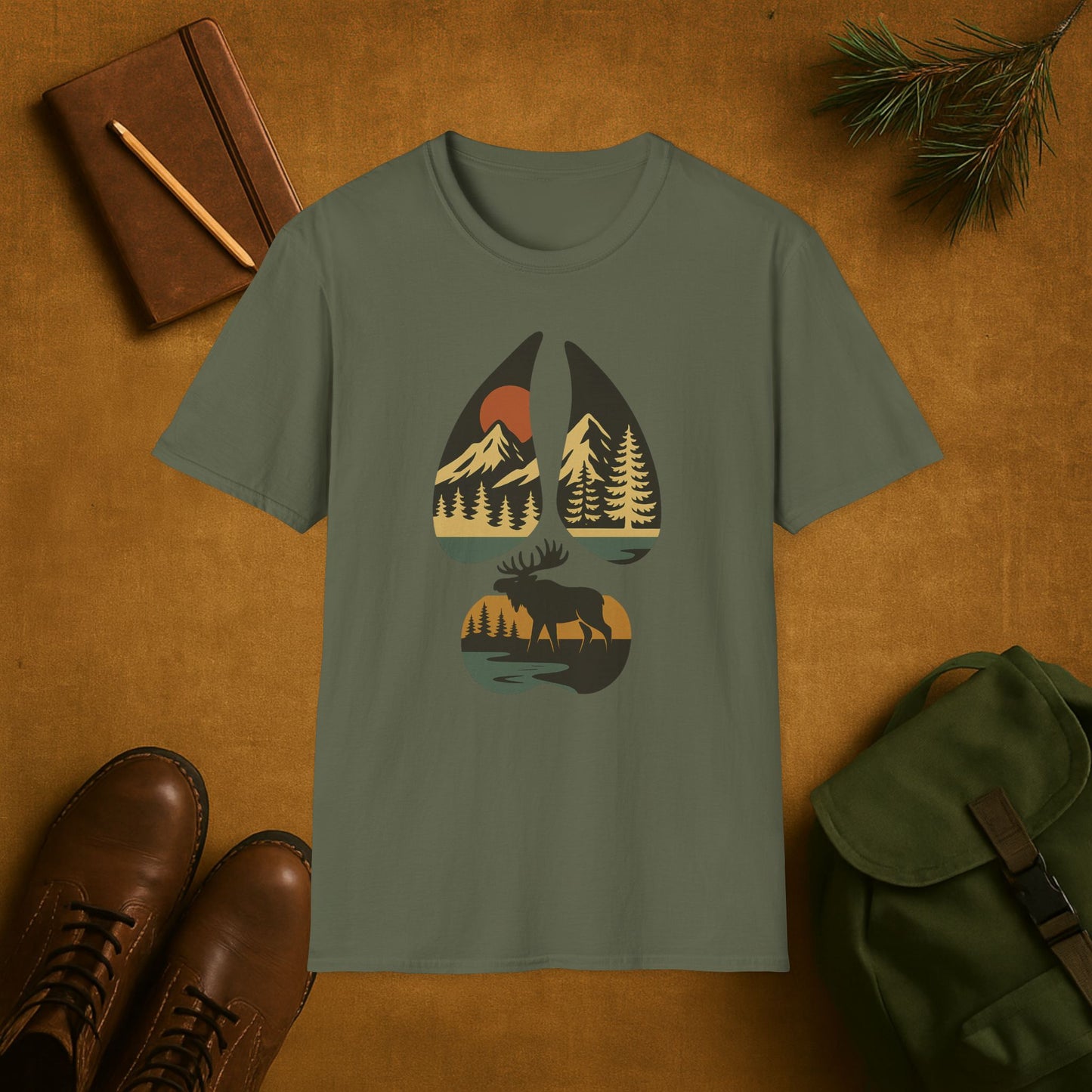Moose Scene Hoof Print T-Shirt