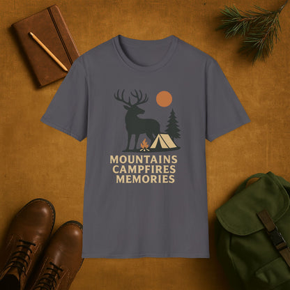 Mountains Campfires Memories Elk T-Shirt
