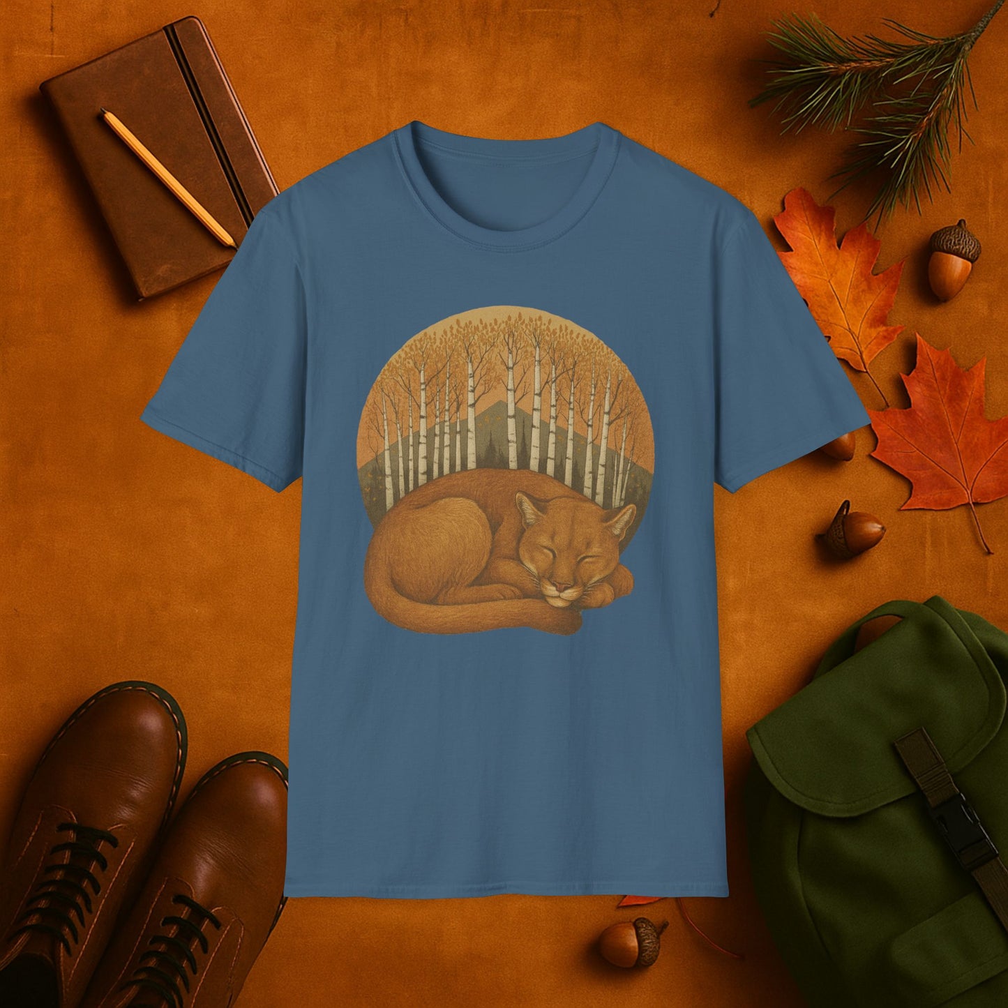 Sleepy Mountain Lion Fall Aspens T-Shirt