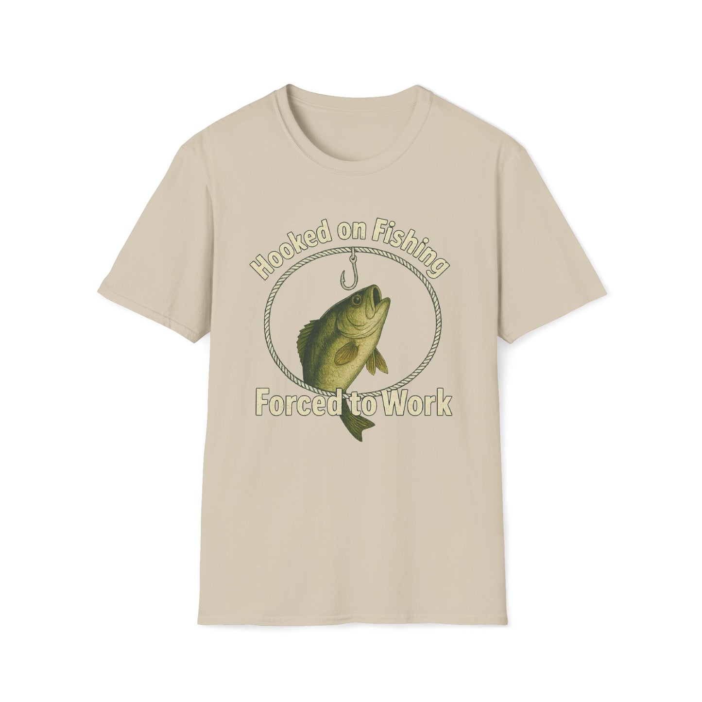 Hooked On Fishing Forced To Work Fishing T-Shirt