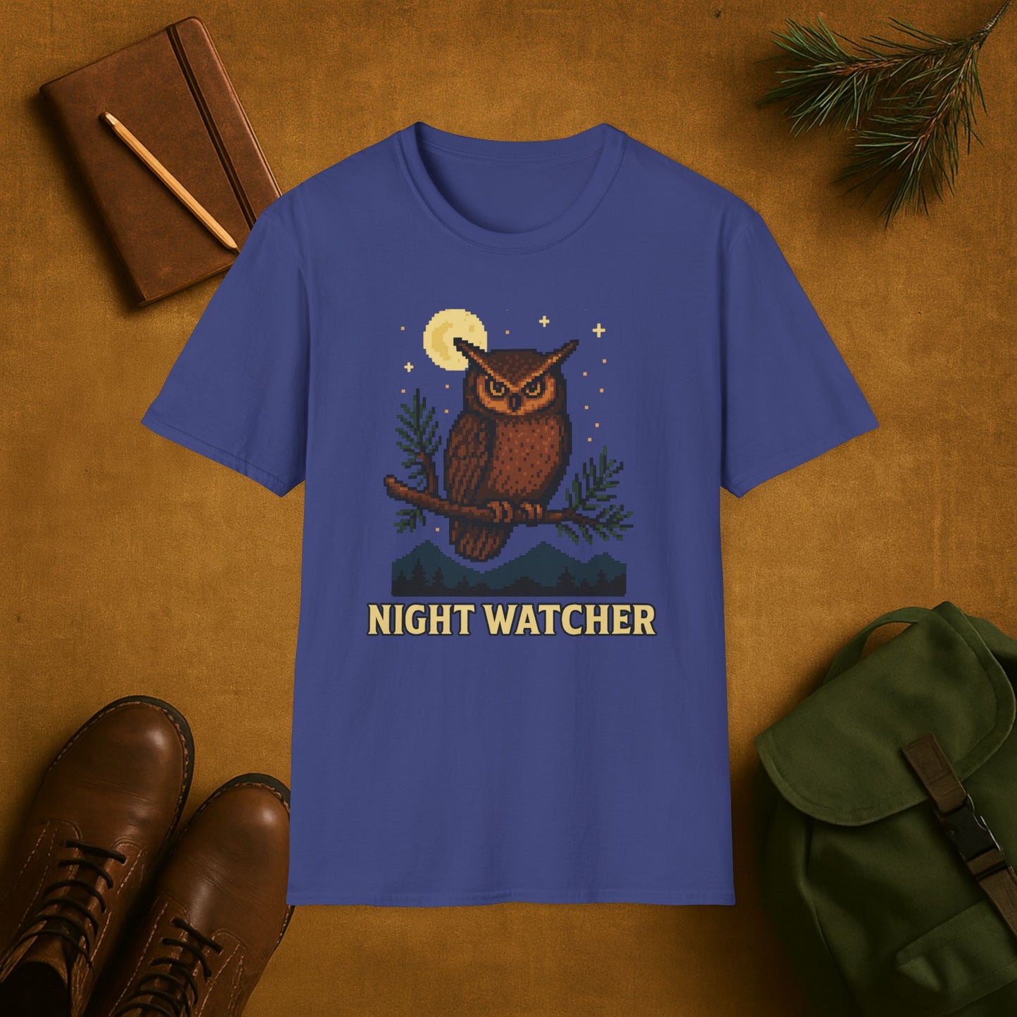 Owl 8 Bit Night Wachter T-shirt