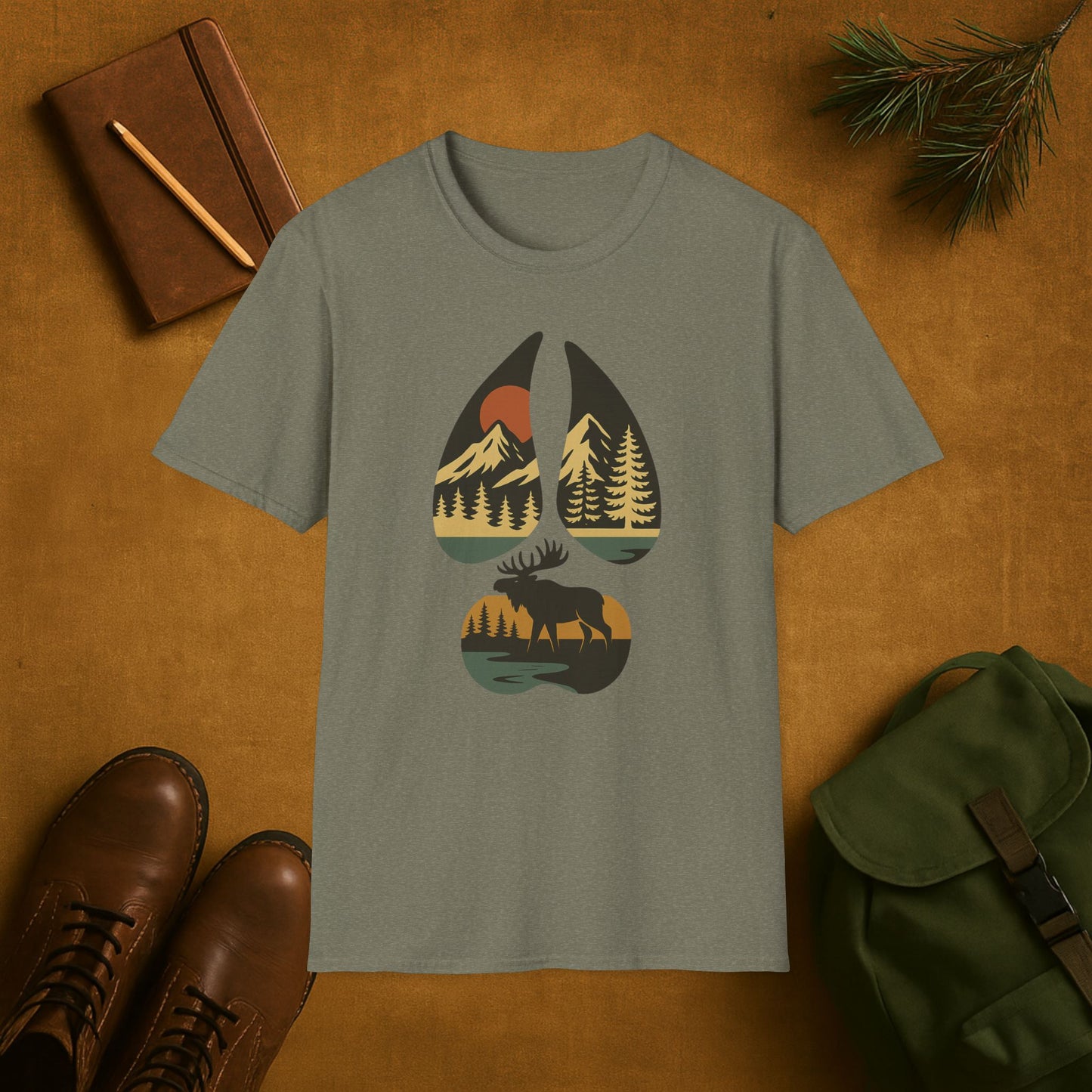 Moose Scene Hoof Print T-Shirt