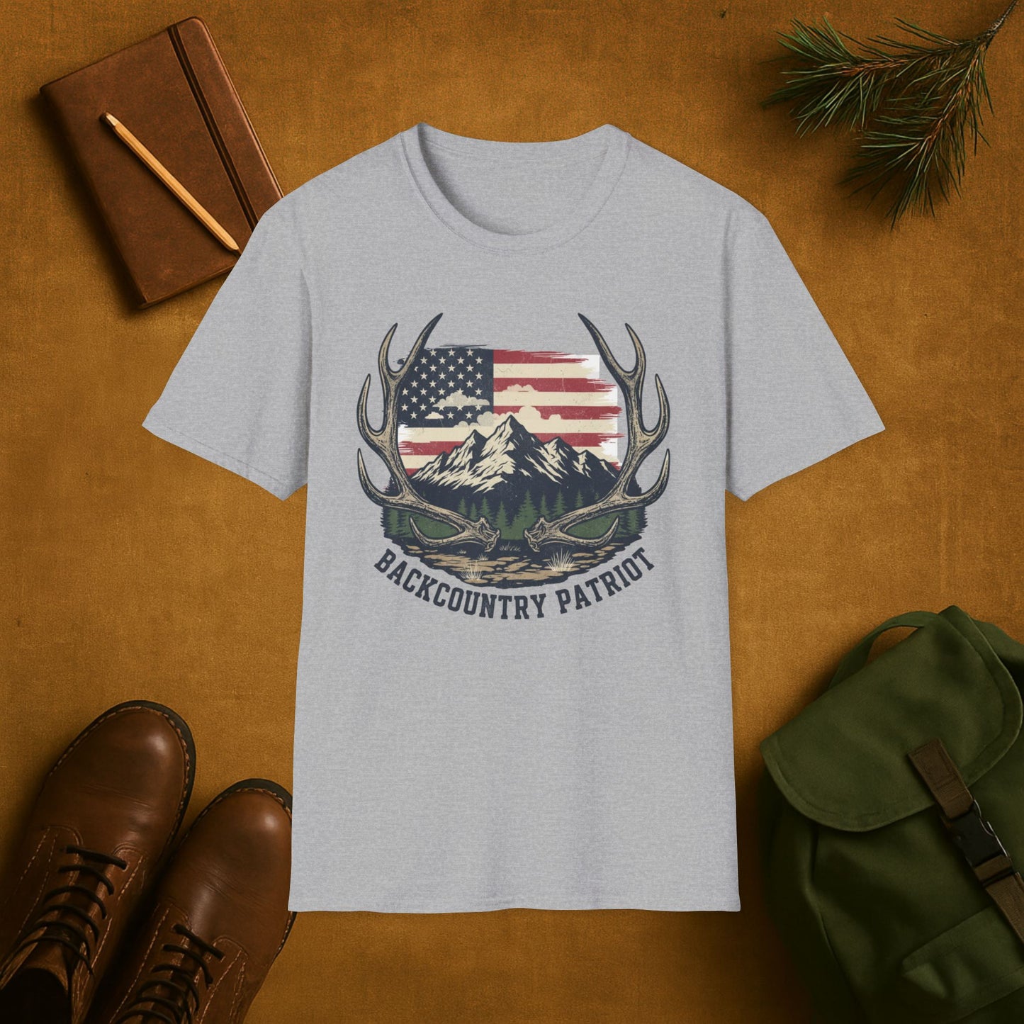 Back Country Patriot-Vintage Elk Antler American T-Shirt