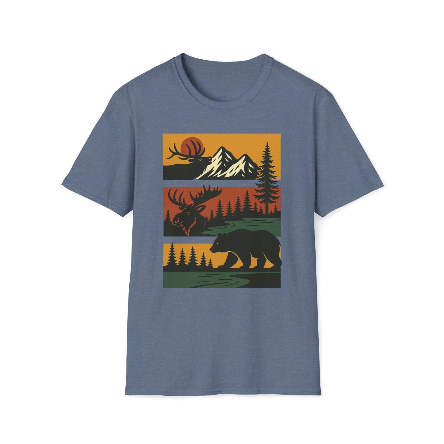 Retro Wilderness Elk Moose Bear T-Shirt