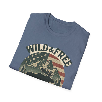 Wild and Free Mountain American Moose T-Shirt