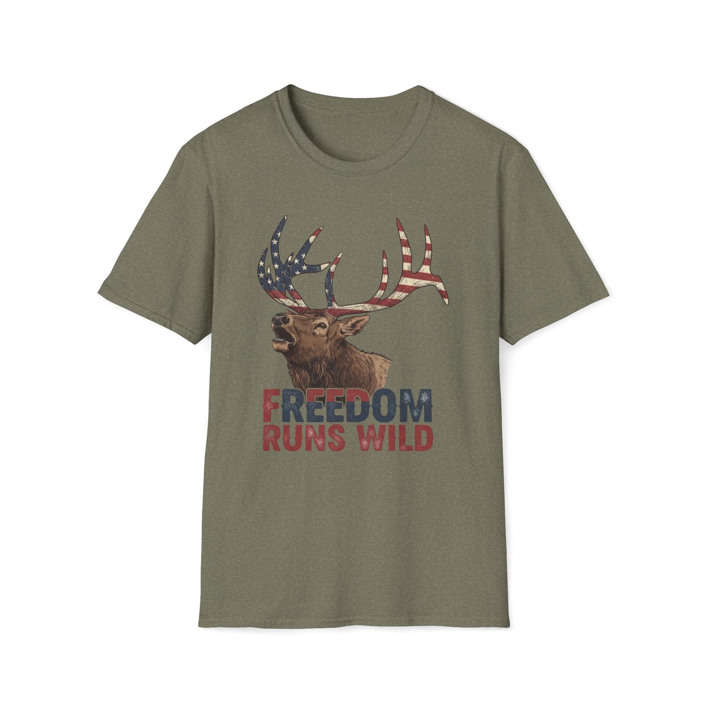 Patriotic Elk Freedom Runs Wild T-Shirt
