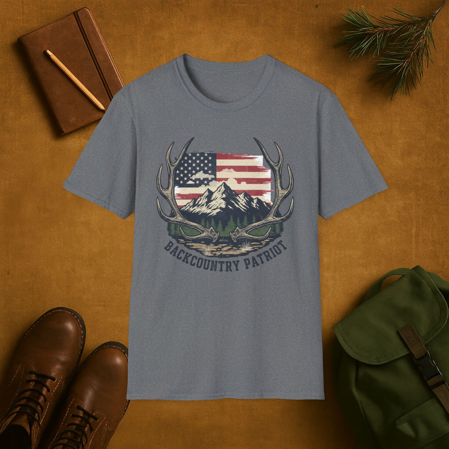 Back Country Patriot-Vintage Elk Antler American T-Shirt
