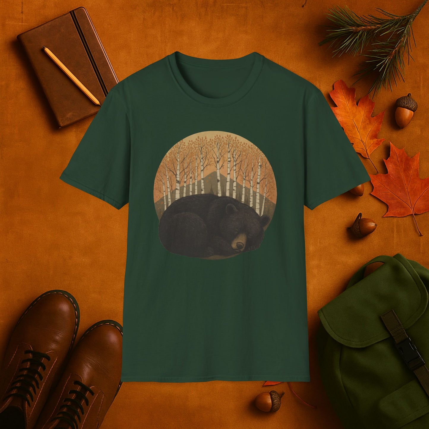 Sleepy Black Bear Fall Aspens T-Shirt