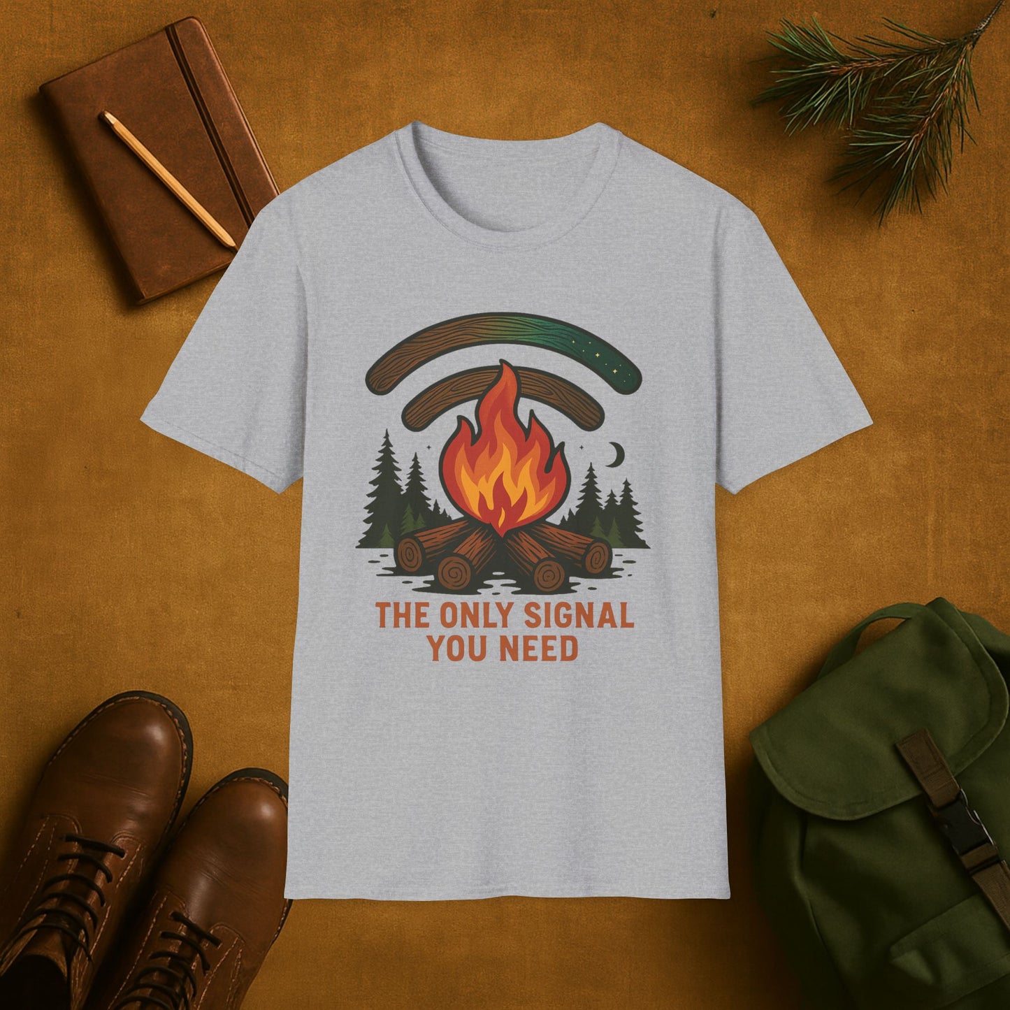 The Only Signal You Need Campfire Camping T-Shirt