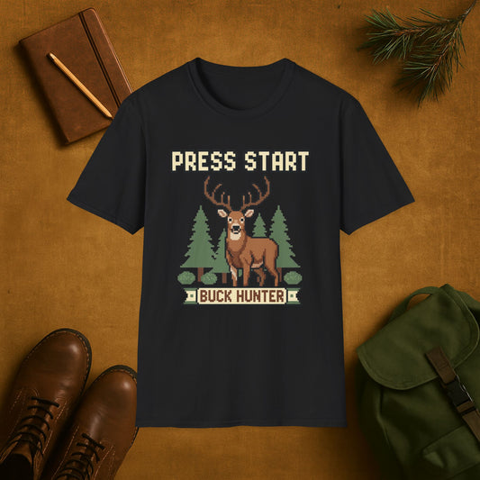 8-Bit Press Start Buck Hunter T-Shirt
