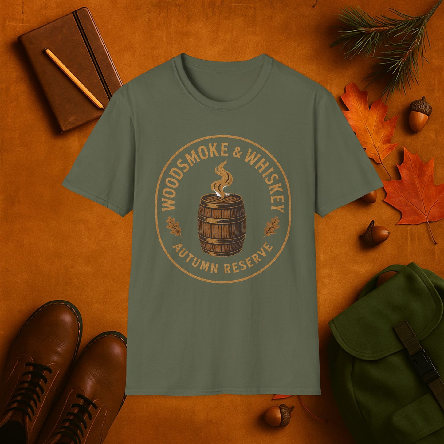 Woodsmoke & Whiskey Autumn Reserve Label T-Shirt