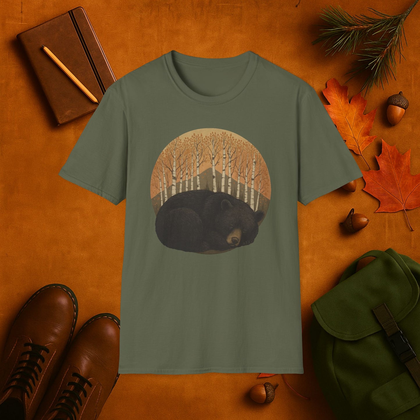 Sleepy Black Bear Fall Aspens T-Shirt