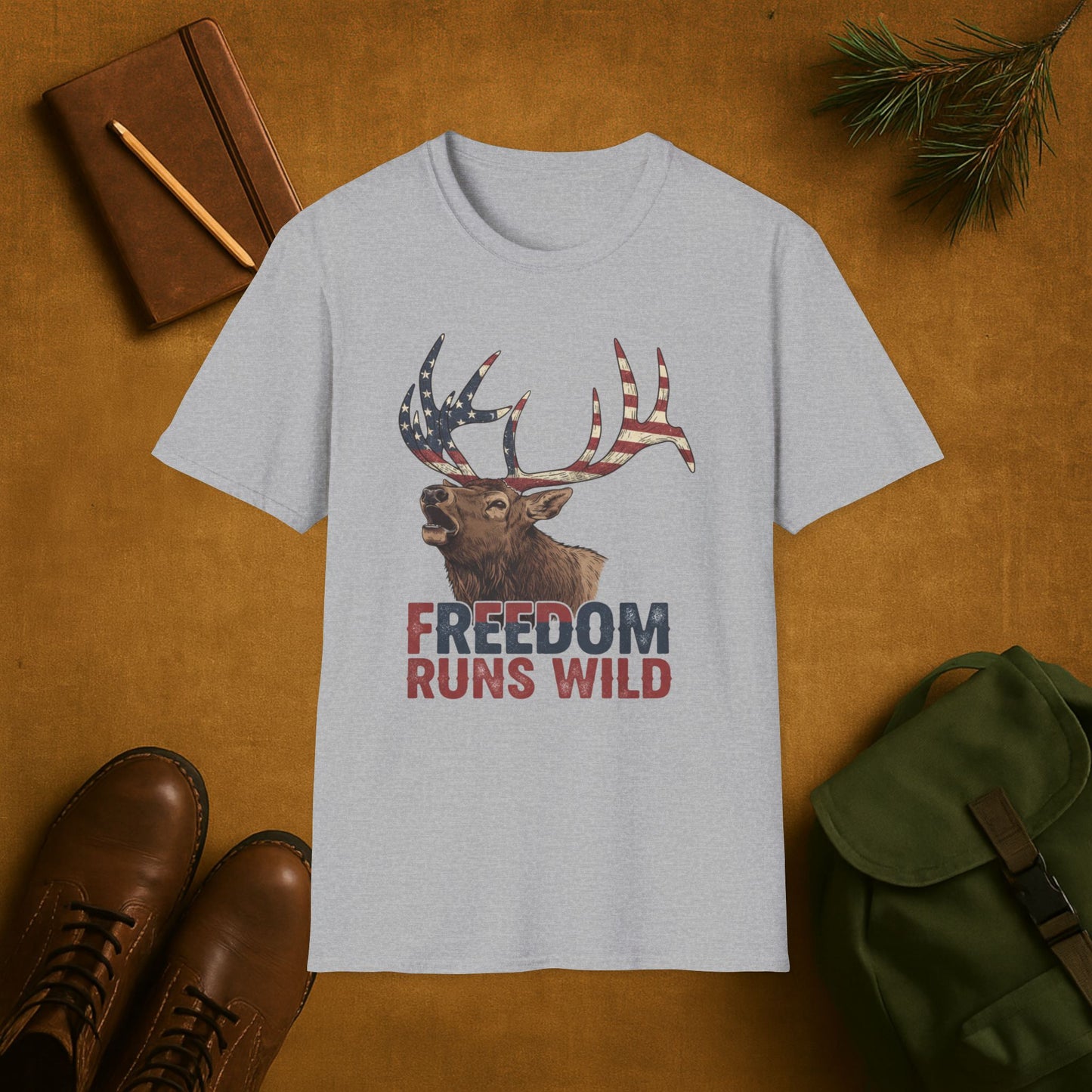 Patriotic Elk Freedom Runs Wild T-Shirt